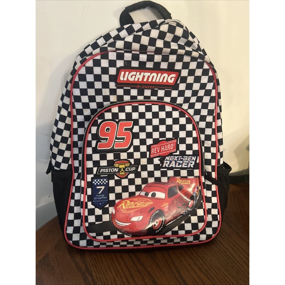 Disney Store Cars Lightning McQueen Checkered Backpack School Bag 16" 2020